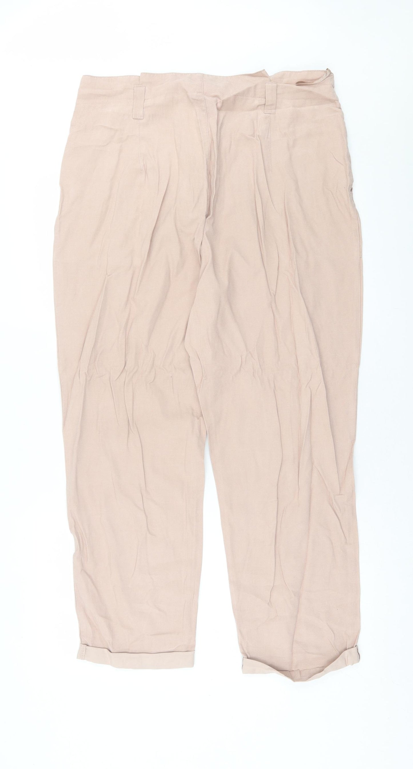 Marks and Spencer Womens Pink  Viscose Trousers  Size 16 L27 in Regular Button