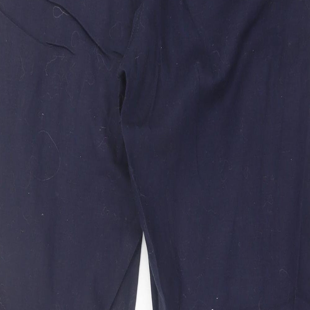 Cotton Traders Womens Blue  Linen Cropped Trousers Size 12 L27 in Regular Tie