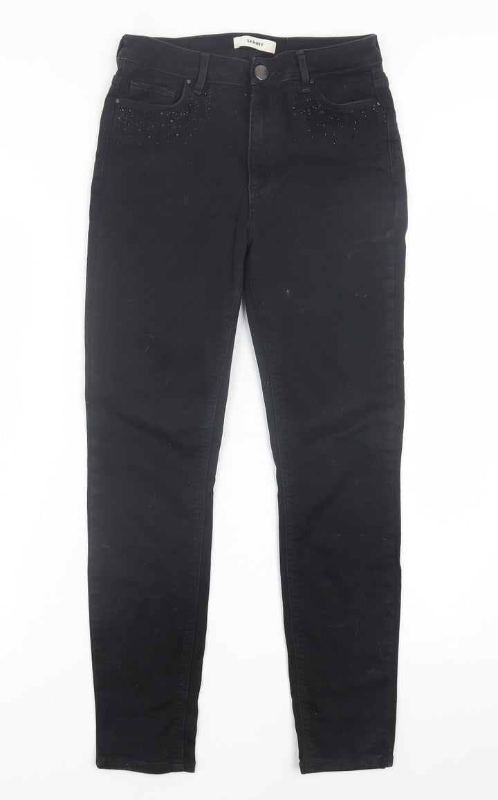 Marks and Spencer Womens Black  Cotton Skinny Jeans Size 10 L27 in Regular Button