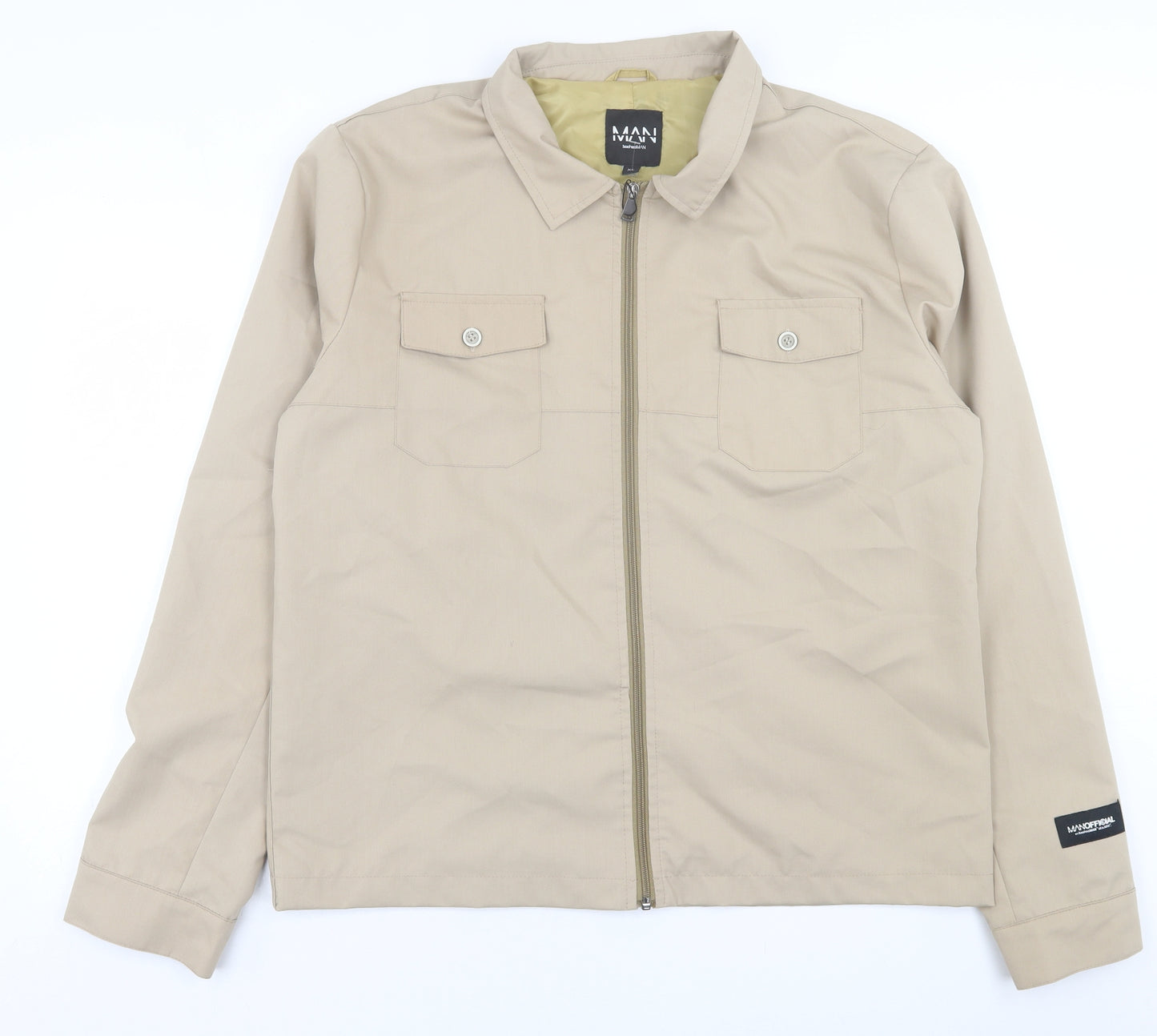 Boohoo Mens Beige   Jacket  Size XL  Zip