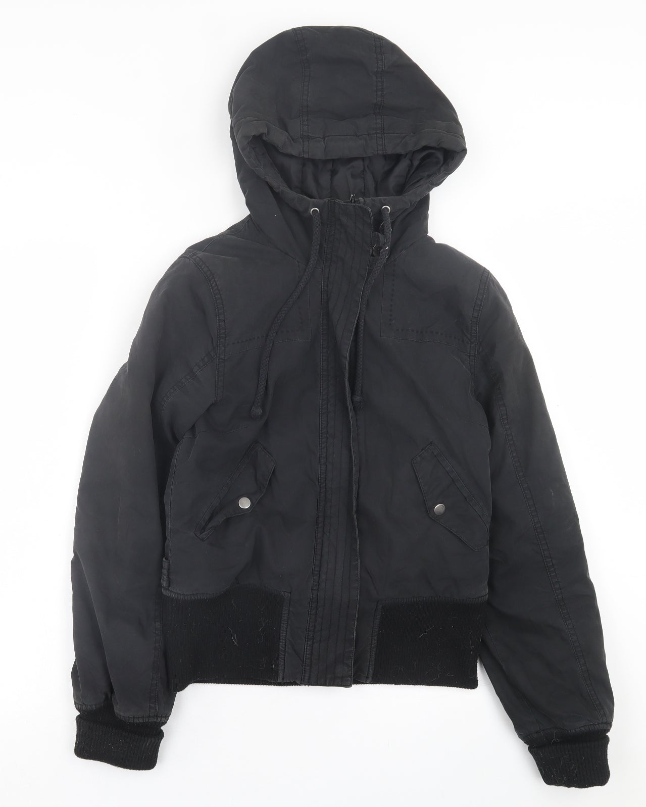 H&M Womens Black   Bomber Jacket Jacket Size 6  Zip