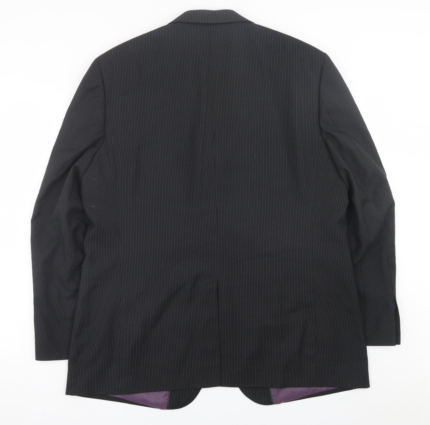 George Mens Black Striped Polyester Jacket Suit Jacket Size 44