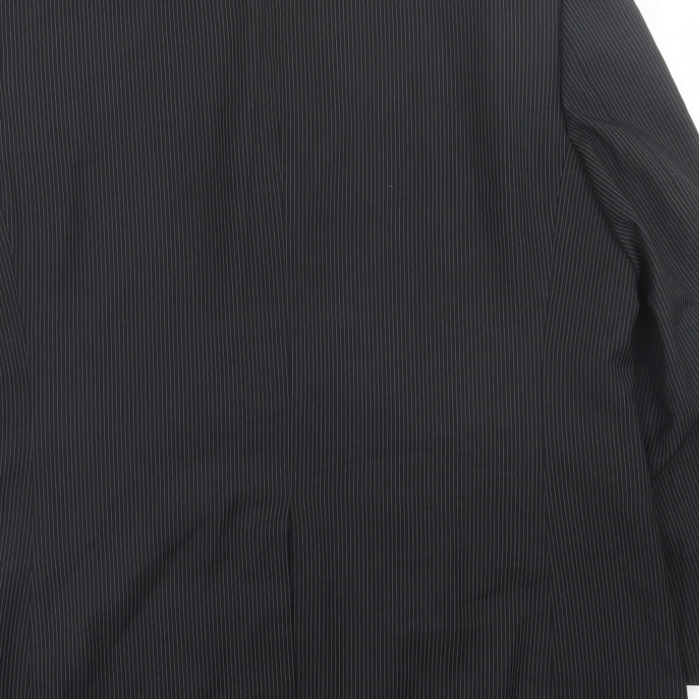 George Mens Black Striped Polyester Jacket Suit Jacket Size 44