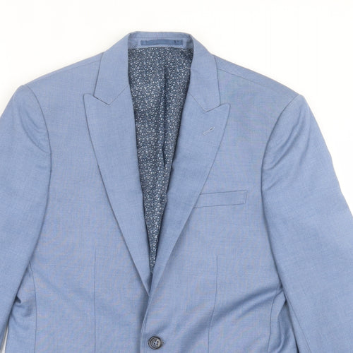 Cedar Wood State Mens Blue  Polyester Jacket Suit Jacket Size 36