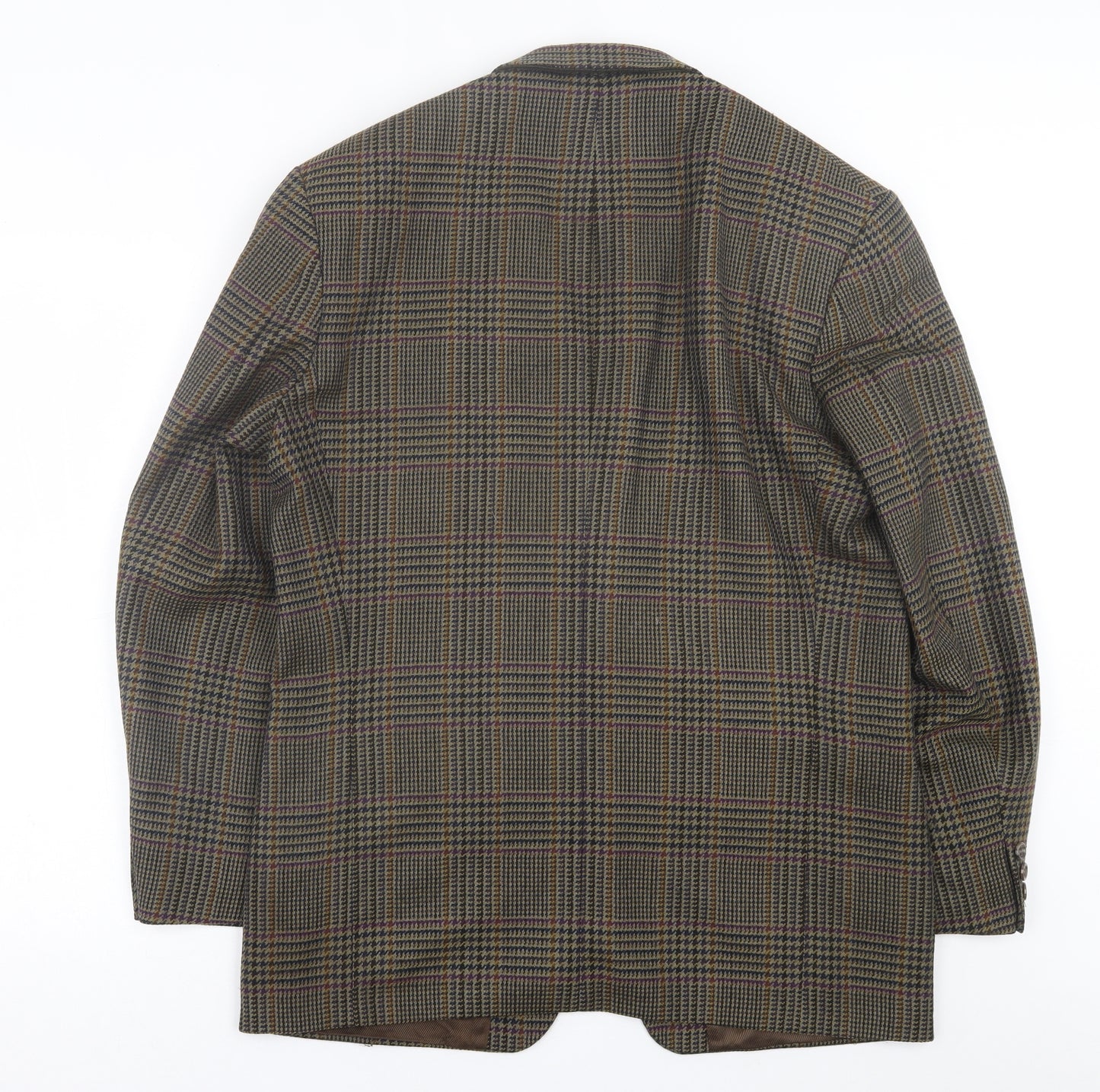 St. Michael Mens Brown Plaid Wool Jacket Suit Jacket Size 40