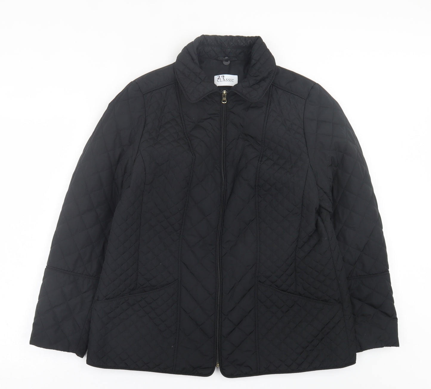 Classic Womens Black   Quilted Jacket Size 16  Zip