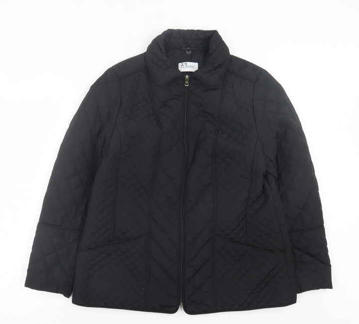 Classic Womens Black   Quilted Jacket Size 16  Zip