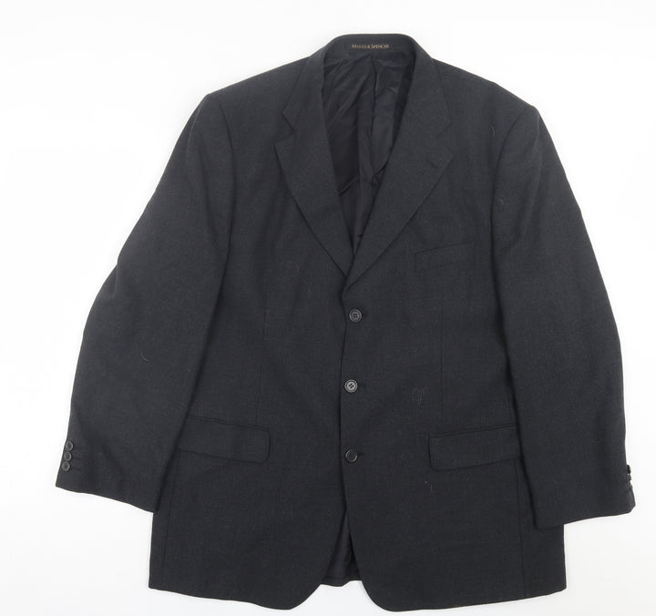 Marks and Spencer Mens Blue  Polyester Jacket Suit Jacket Size 38
