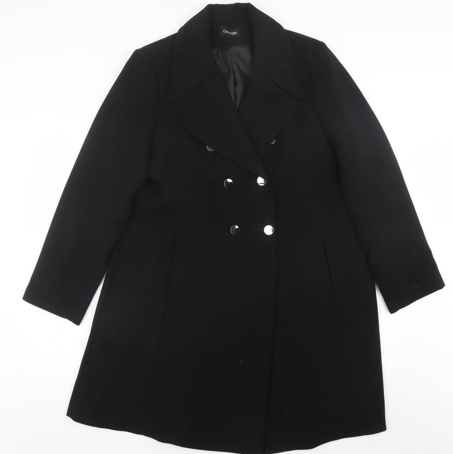 George Womens Black   Overcoat Coat Size 18  Button