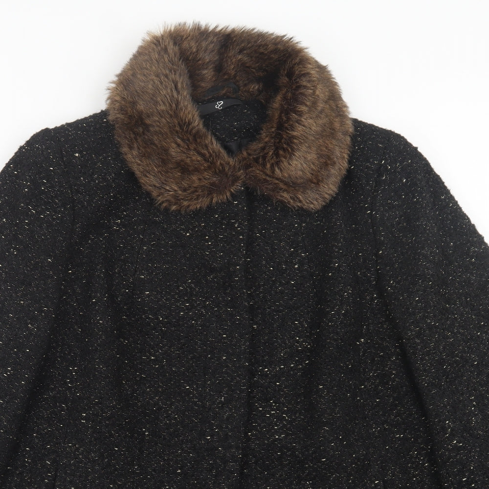 Studio Womens Black   Overcoat Coat Size 24  Button