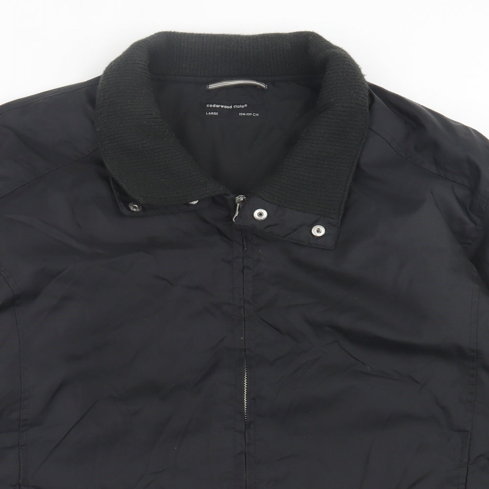 Cedar Wood State Mens Black   Bomber Jacket Jacket Size L  Zip