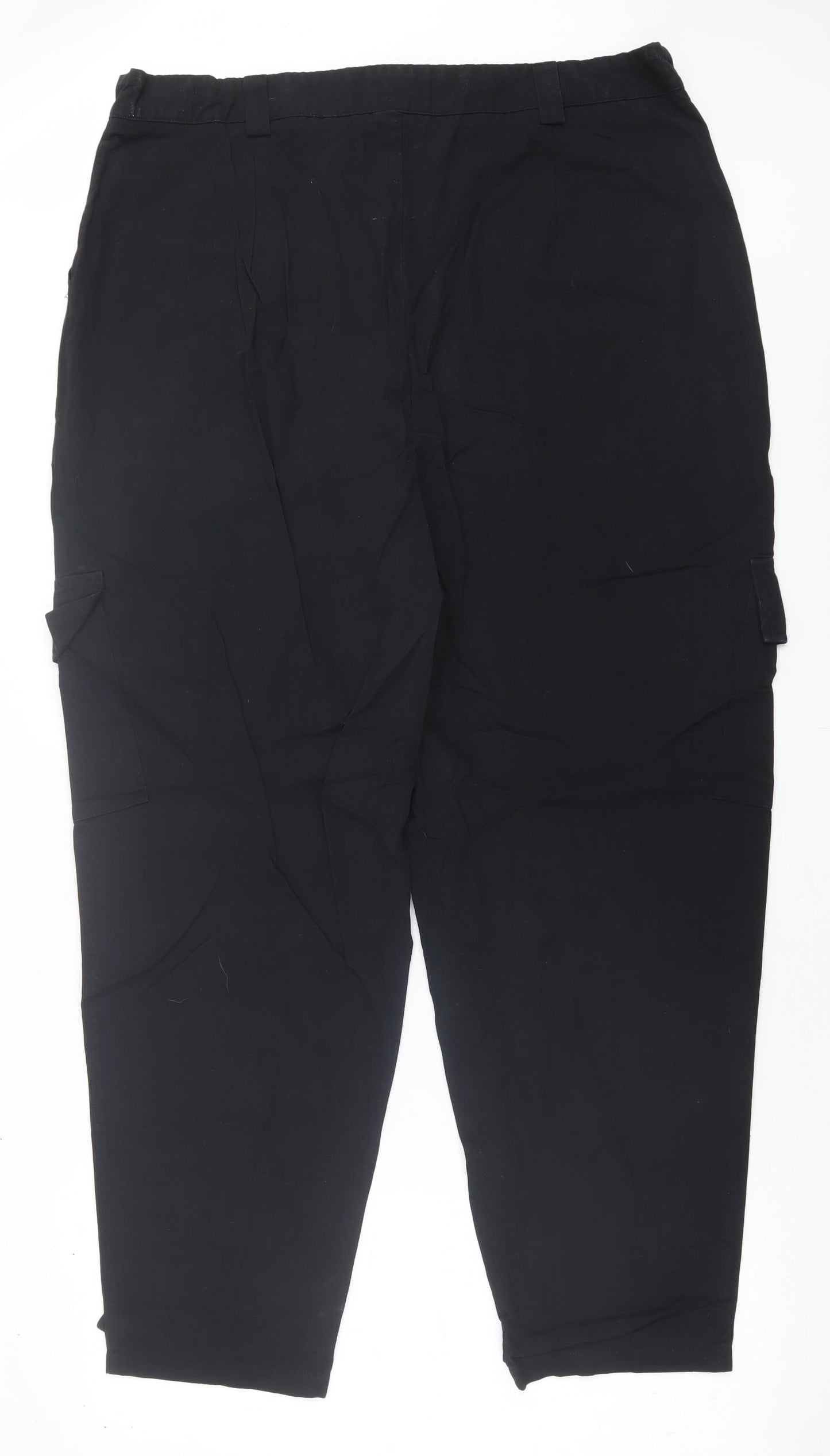 Boohoo Womens Black  Polyester Cargo Trousers Size 20 L30 in Regular Button