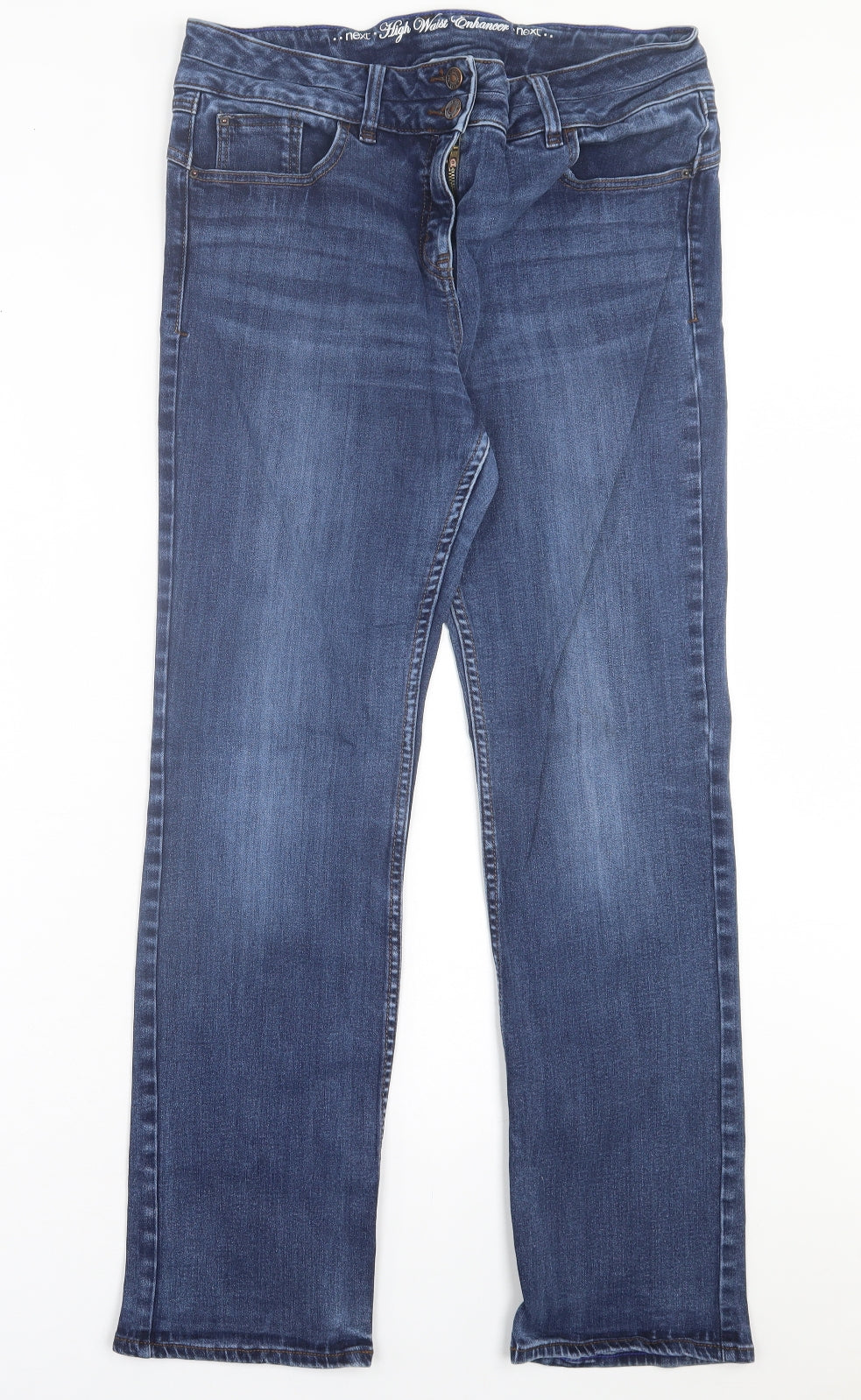 NEXT Womens Blue  Cotton Straight Jeans Size 16 L29 in Regular Button