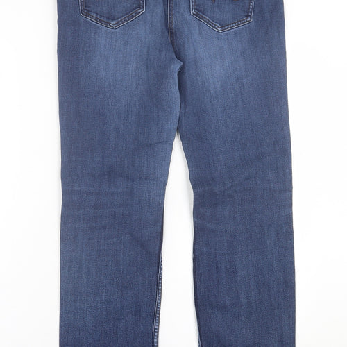 NEXT Womens Blue  Cotton Straight Jeans Size 16 L29 in Regular Button