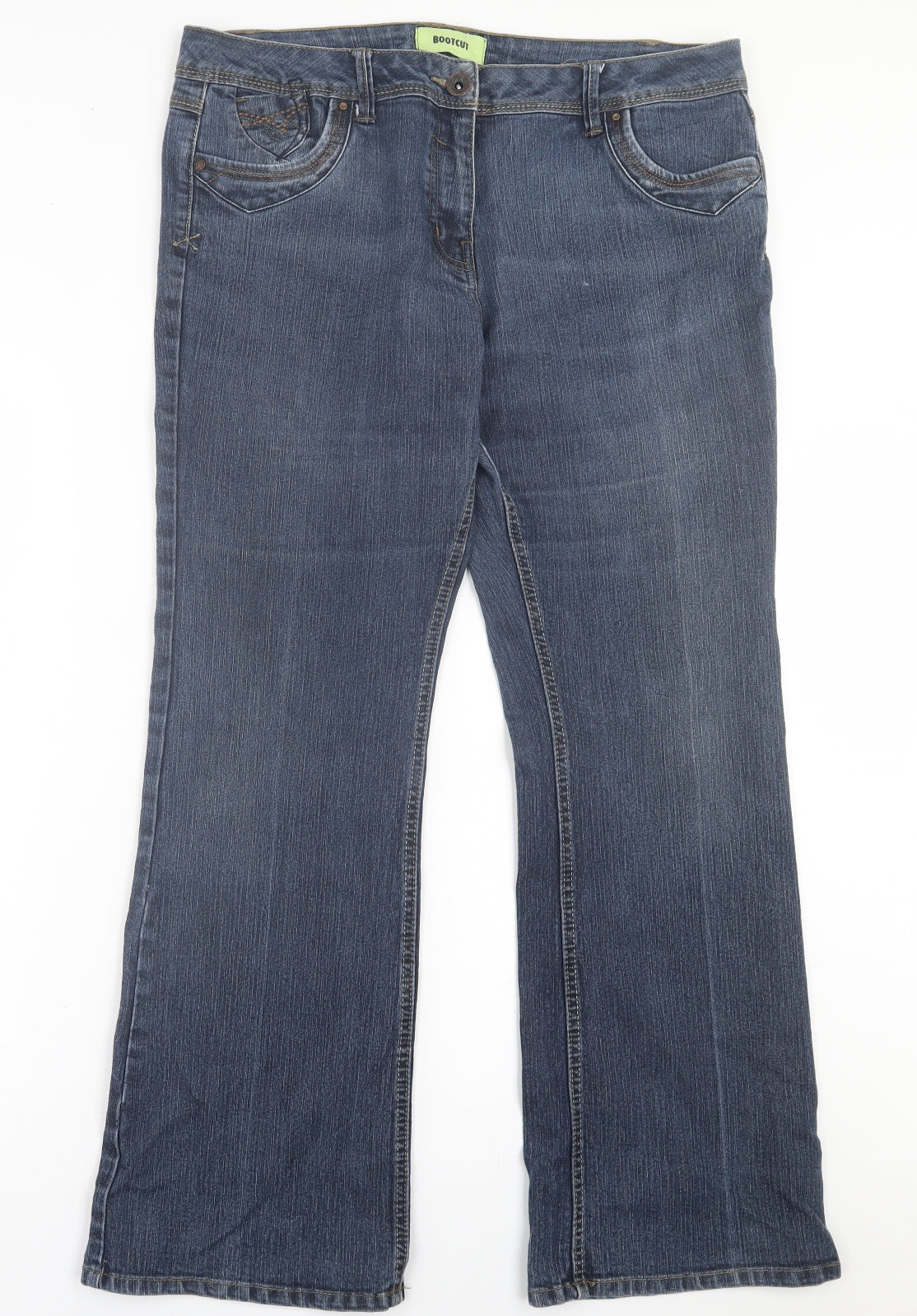 George Womens Blue  Cotton Bootcut Jeans Size 16 L30 in Regular Button