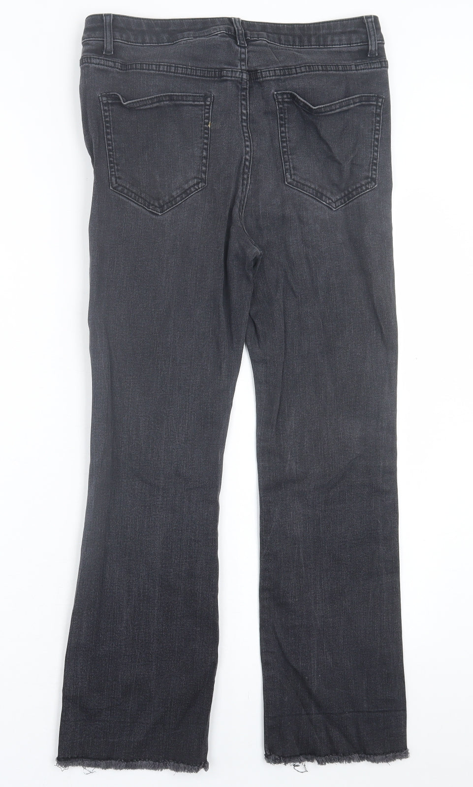 NEXT Womens Black  Cotton Cropped Jeans Size 10 L25 in Regular Button - crop flare