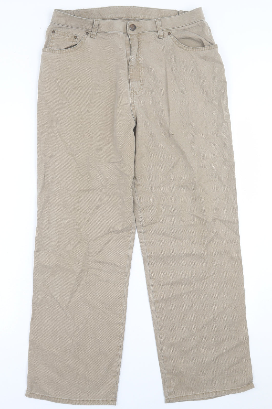 Marks and Spencer Womens Beige  Lyocell Trousers  Size 16 L28 in Regular Button