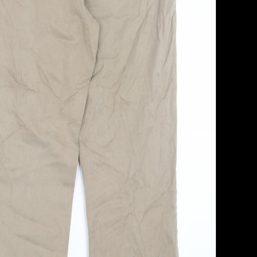 Marks and Spencer Womens Beige  Lyocell Trousers  Size 16 L28 in Regular Button