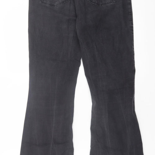 Topshop Womens Black  Cotton Flared Jeans Size 34 in L30 in Regular Button
