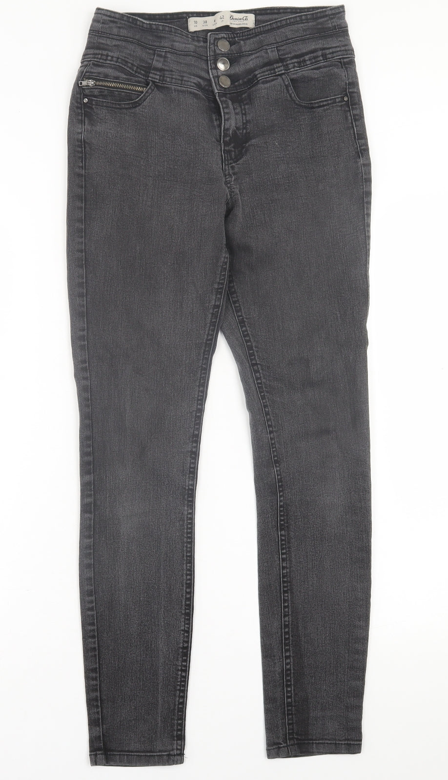 Denim & Co. Womens Black  Cotton Skinny Jeans Size 10 L29 in Regular Button
