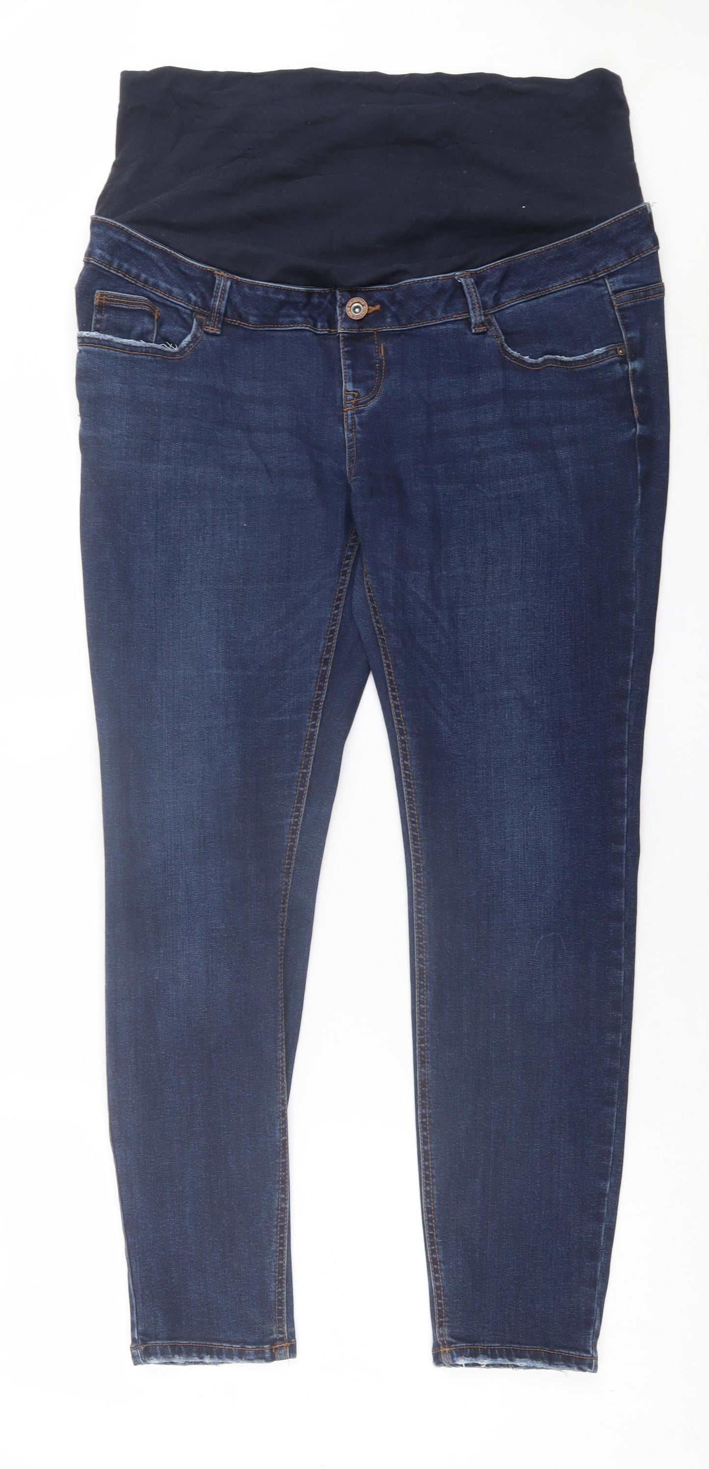 New Look Maternity Womens Blue  Cotton Skinny Jeans Size 16 L29 in Regular Button