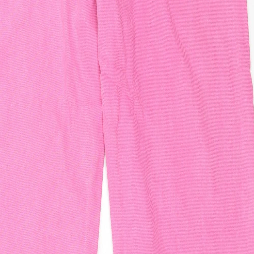 Zara Womens Pink  Cotton Flared Jeans Size 10 L33 in Regular Button