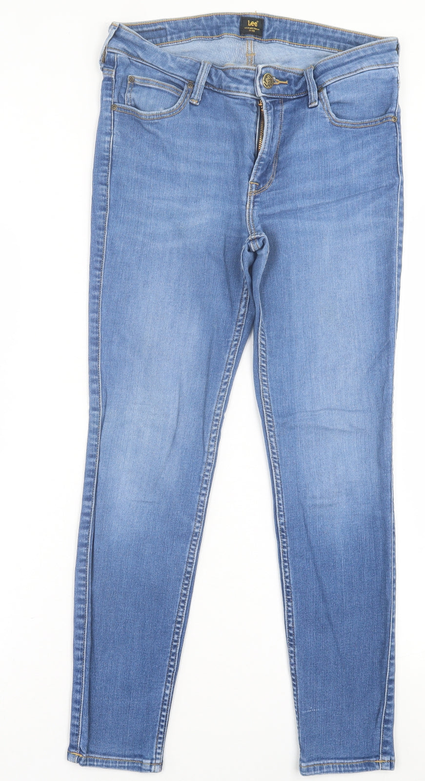 Lee Womens Blue  Cotton Skinny Jeans Size 30 in L31 in Regular Button
