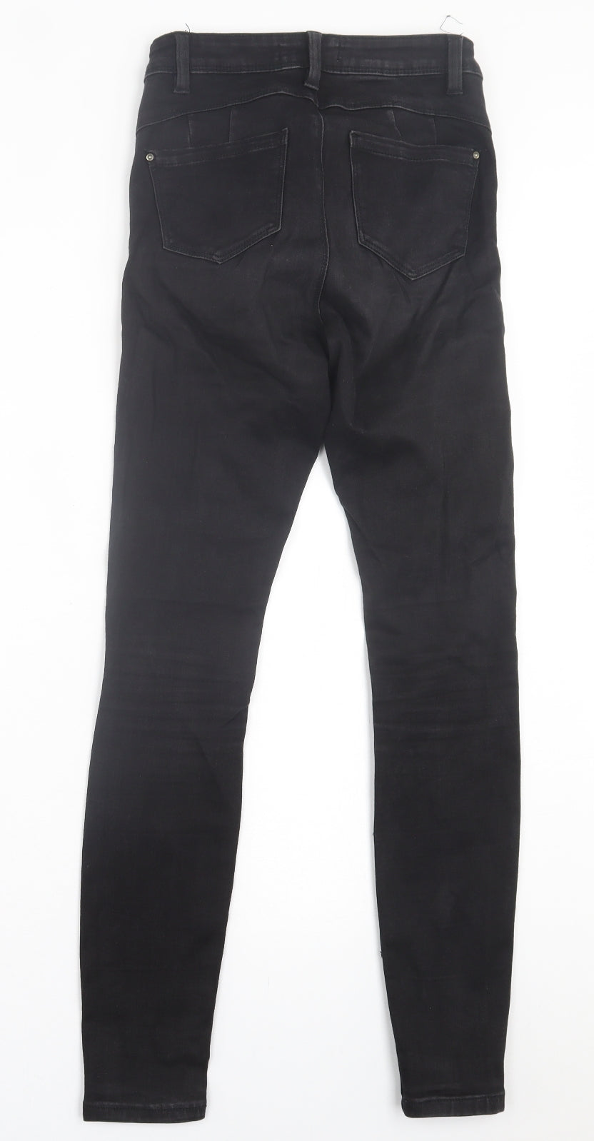 Denim & Co. Womens Black  Cotton Skinny Jeans Size 8 L28 in Regular Button
