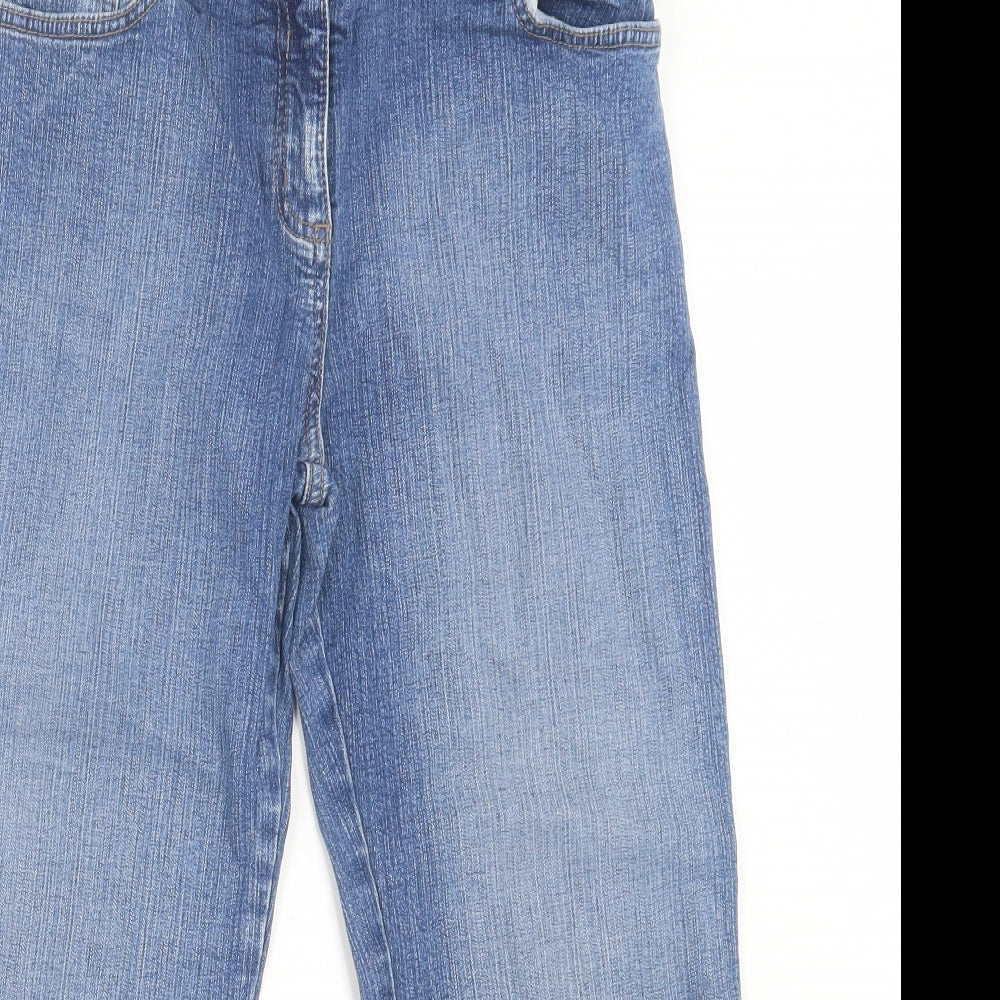 NEXT Womens Blue  Cotton Cropped Jeans Size 12 L23 in Regular Button