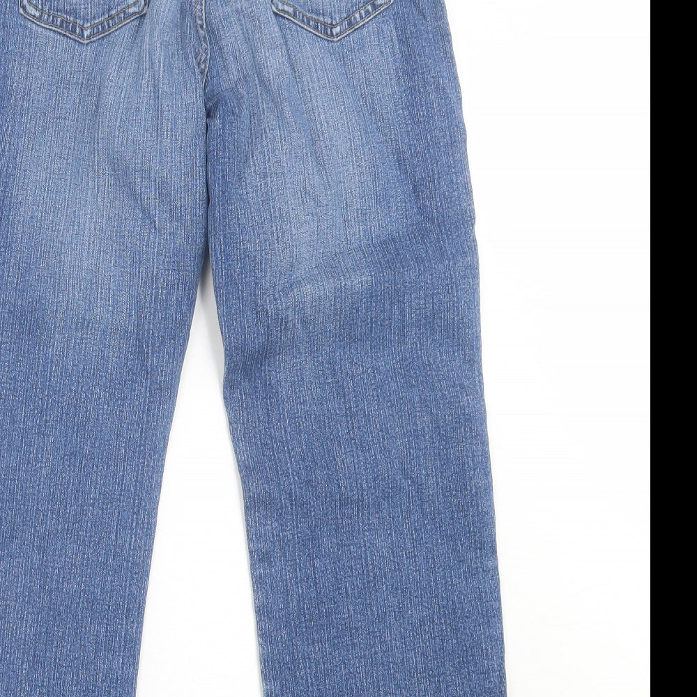 NEXT Womens Blue  Cotton Cropped Jeans Size 12 L23 in Regular Button