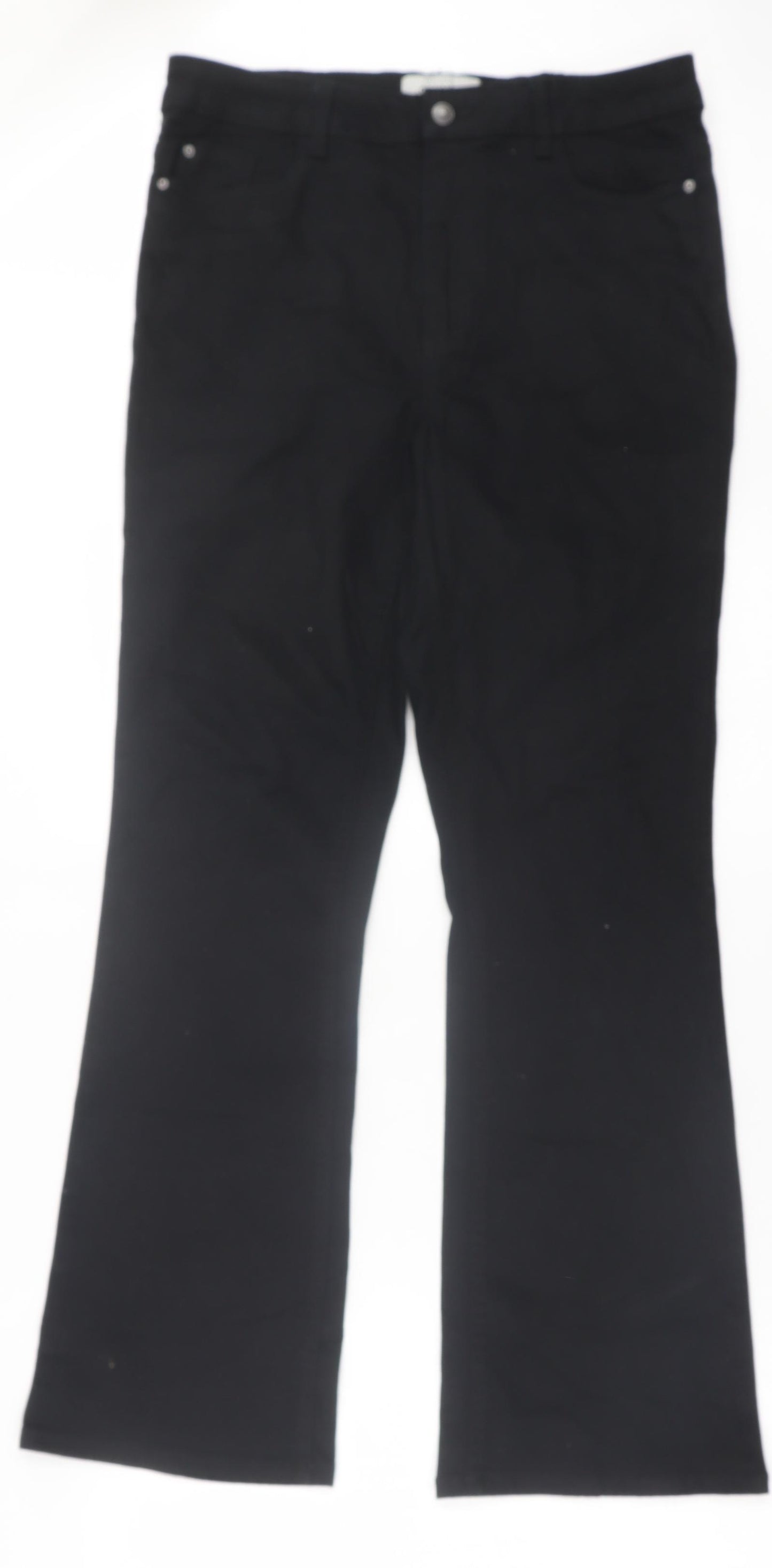 New Look Womens Black  Cotton Bootcut Jeans Size 14 L31 in Regular Button