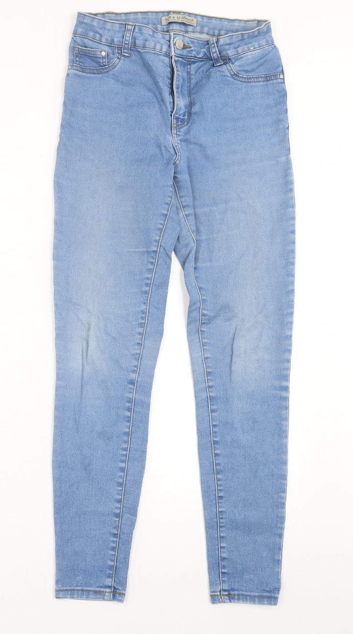Denim & Co. Womens Blue  Cotton Skinny Jeans Size 10 L28 in Regular Button