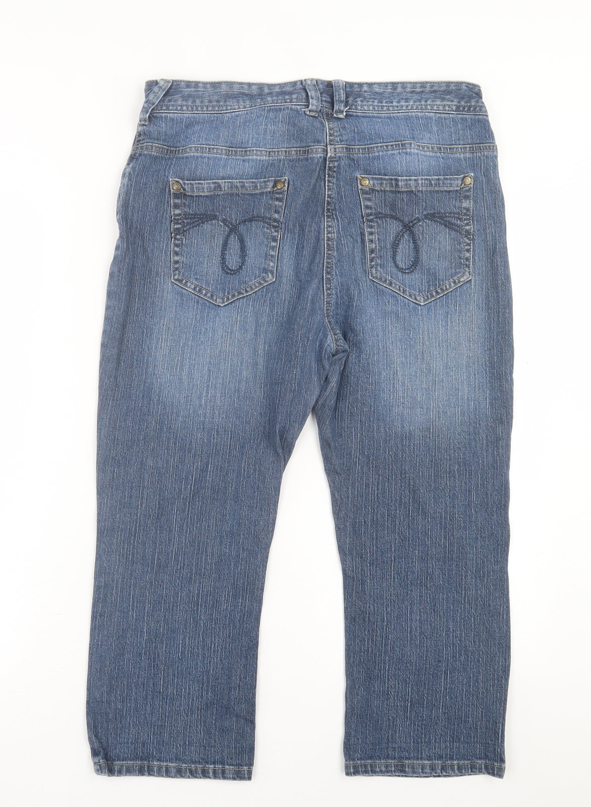 South Womens Blue  Cotton Cropped Jeans Size 14 L21 in Regular Button