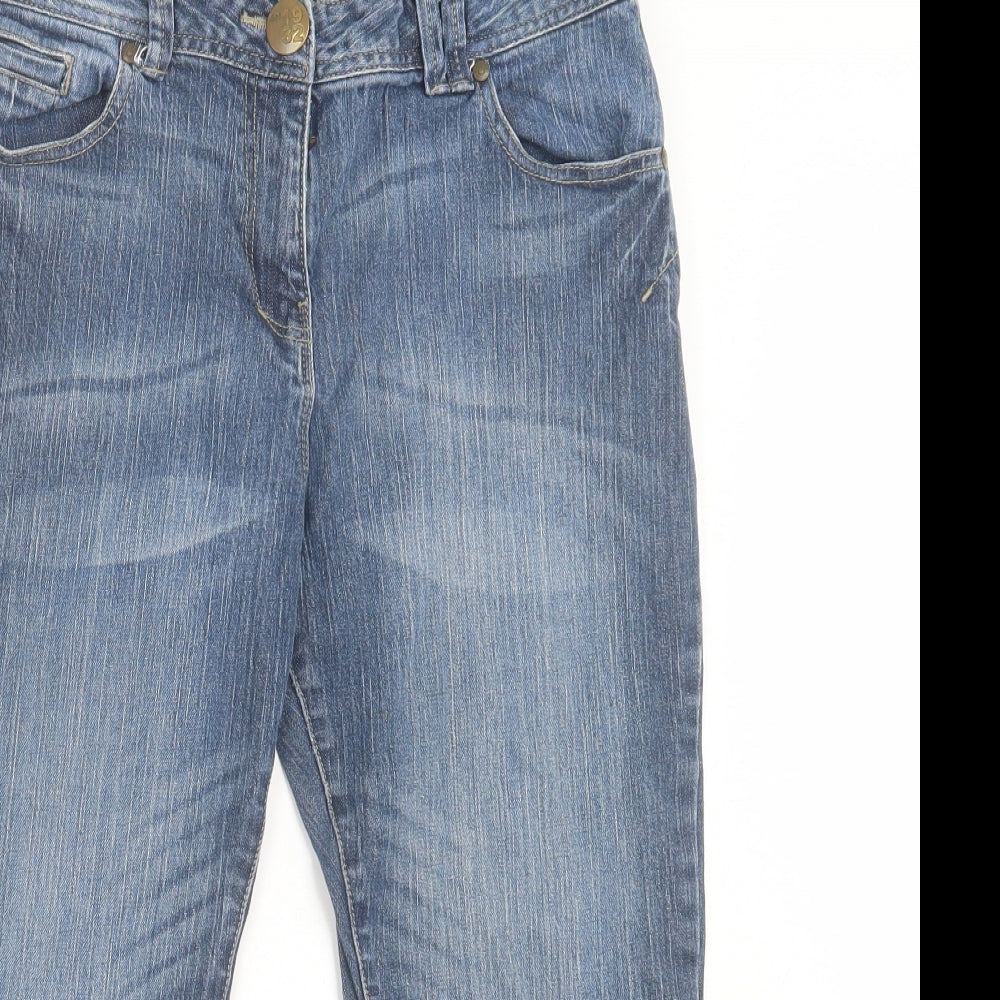 South Womens Blue  Cotton Cropped Jeans Size 14 L21 in Regular Button