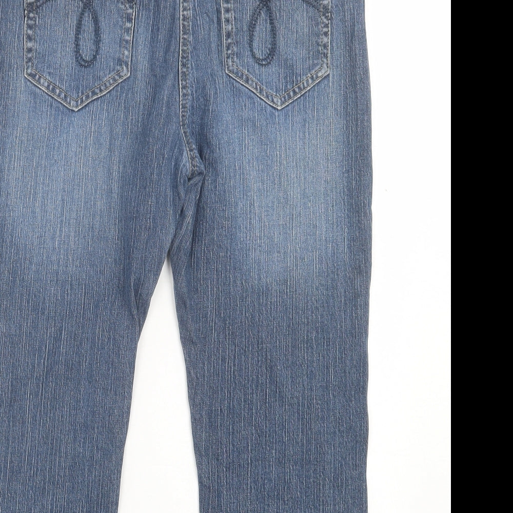 South Womens Blue  Cotton Cropped Jeans Size 14 L21 in Regular Button