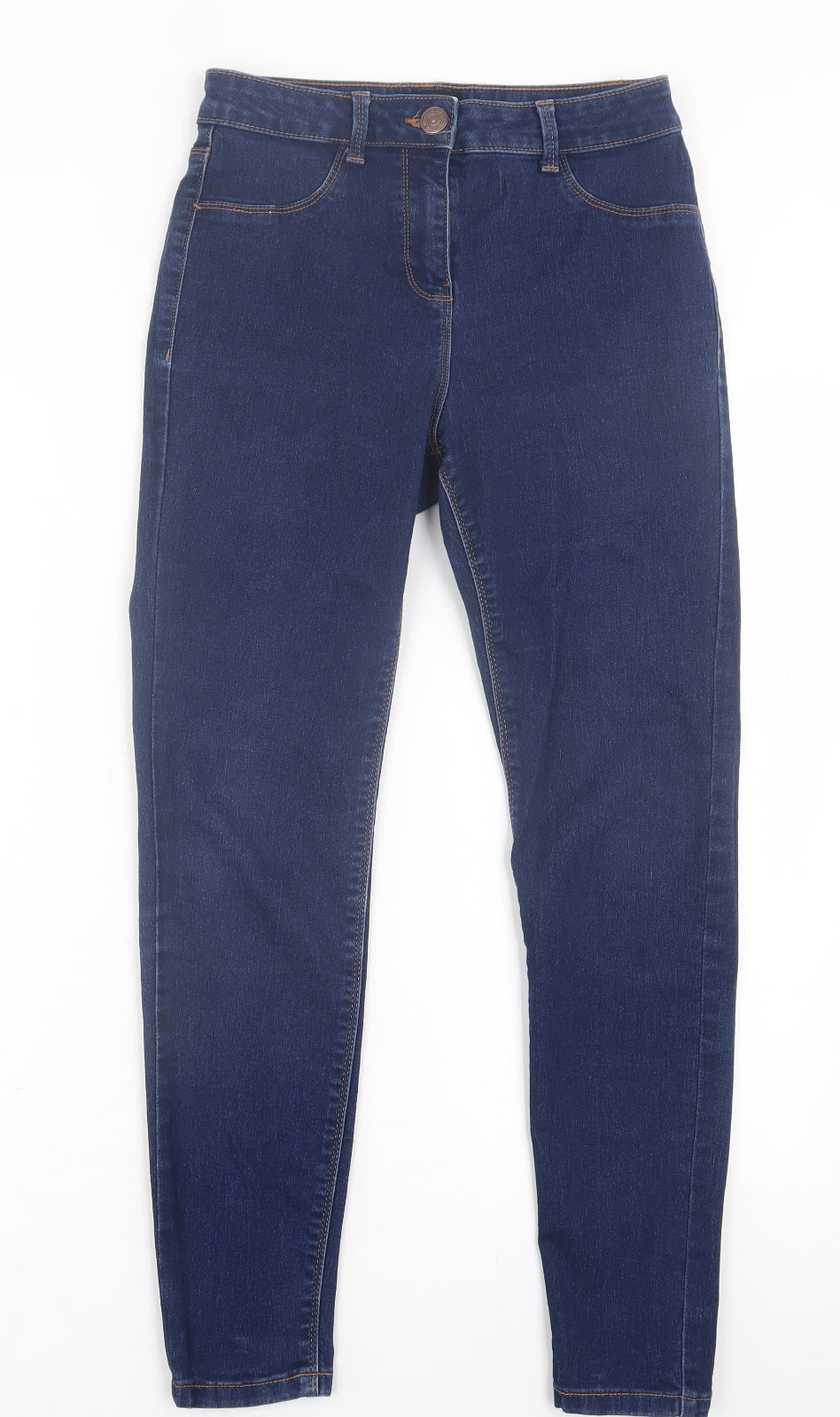 Matalan Womens Blue  Cotton Skinny Jeans Size 8 L28 in Regular Button