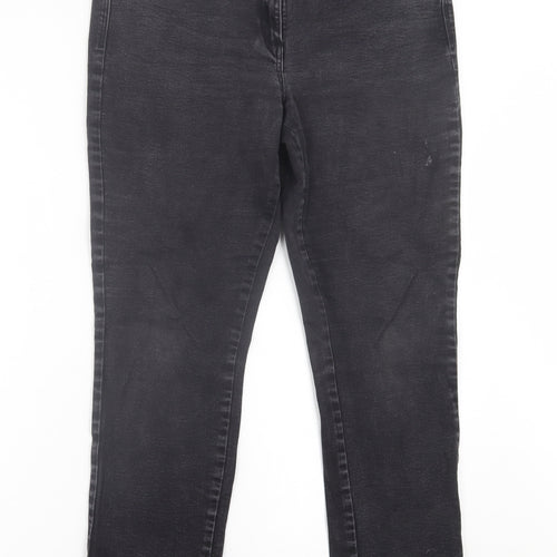 M&Co Womens Black  Cotton Straight Jeans Size 14 L27 in Regular Button