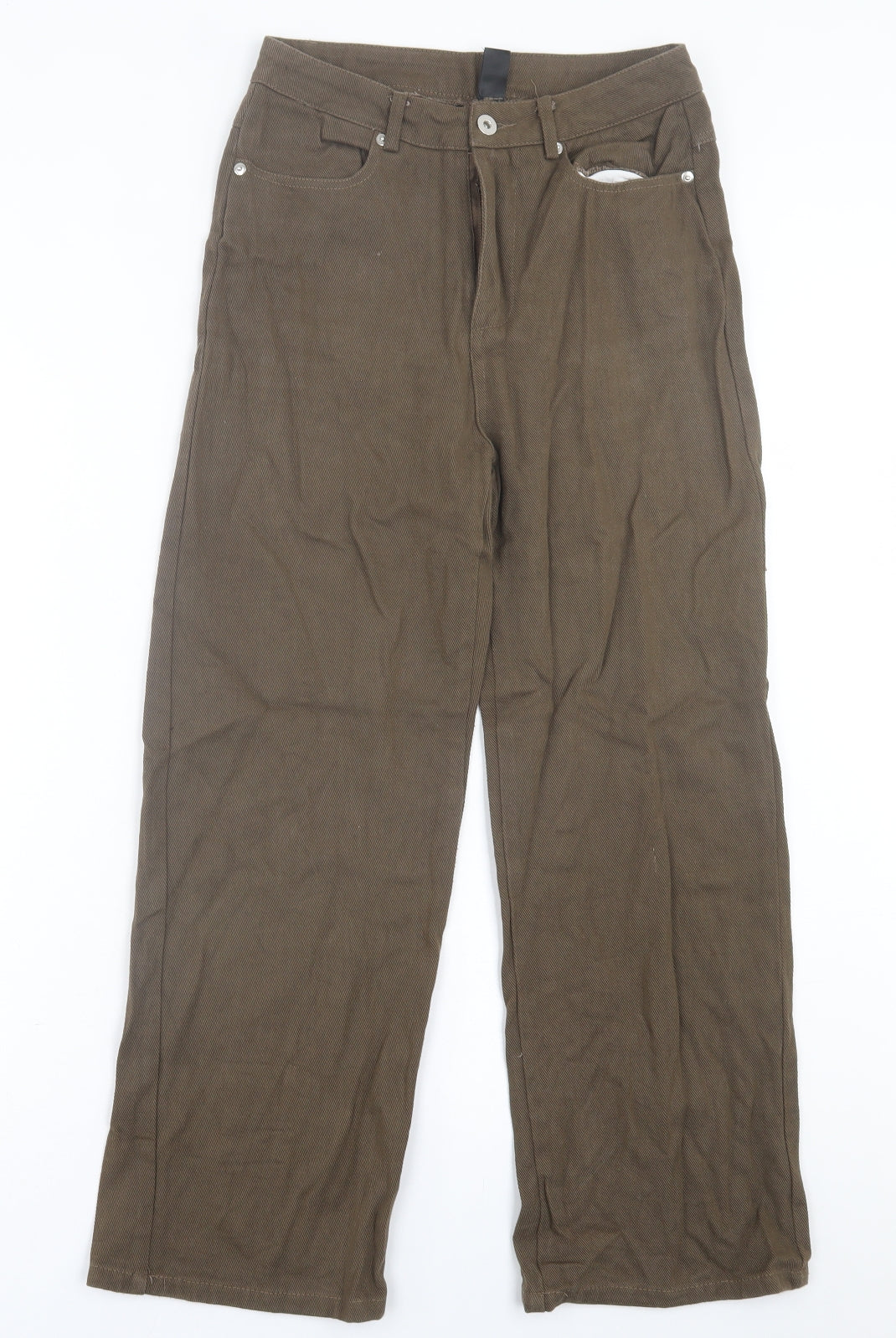 Dazy Womens Green  Cotton Wide-Leg Jeans Size S L26 in Regular Button