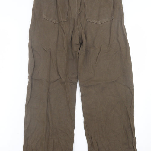 Dazy Womens Green  Cotton Wide-Leg Jeans Size S L26 in Regular Button
