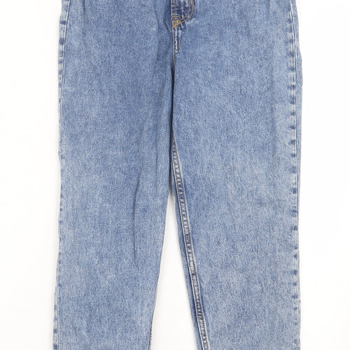 H&M Womens Blue  Cotton Straight Jeans Size 8 L27 in Regular Button