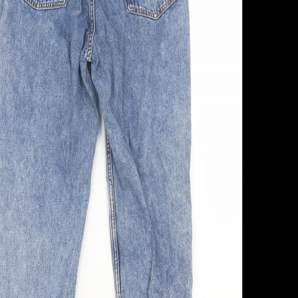H&M Womens Blue  Cotton Straight Jeans Size 8 L27 in Regular Button
