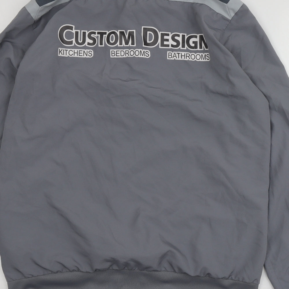 Adidias Mens Grey Geometric Polyester Full Zip Hoodie Size M   - West Auckland Town FC