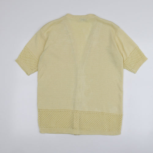 Cignal Womens Yellow V-Neck  Acrylic Cardigan Jumper One Size