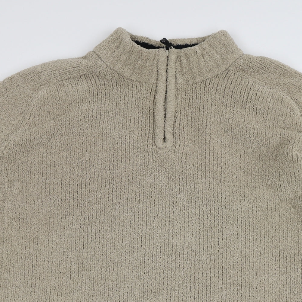 F&F Mens Beige High Neck  Polyester Pullover Jumper Size 2XL