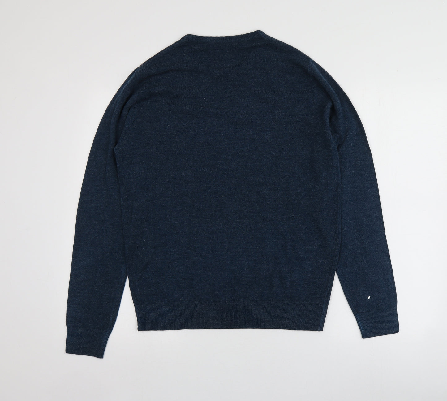 Cedar Wood State Mens Blue Round Neck  Acrylic Pullover Jumper Size M