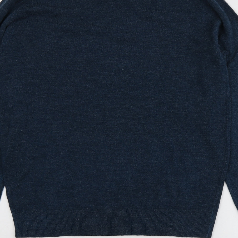 Cedar Wood State Mens Blue Round Neck  Acrylic Pullover Jumper Size M