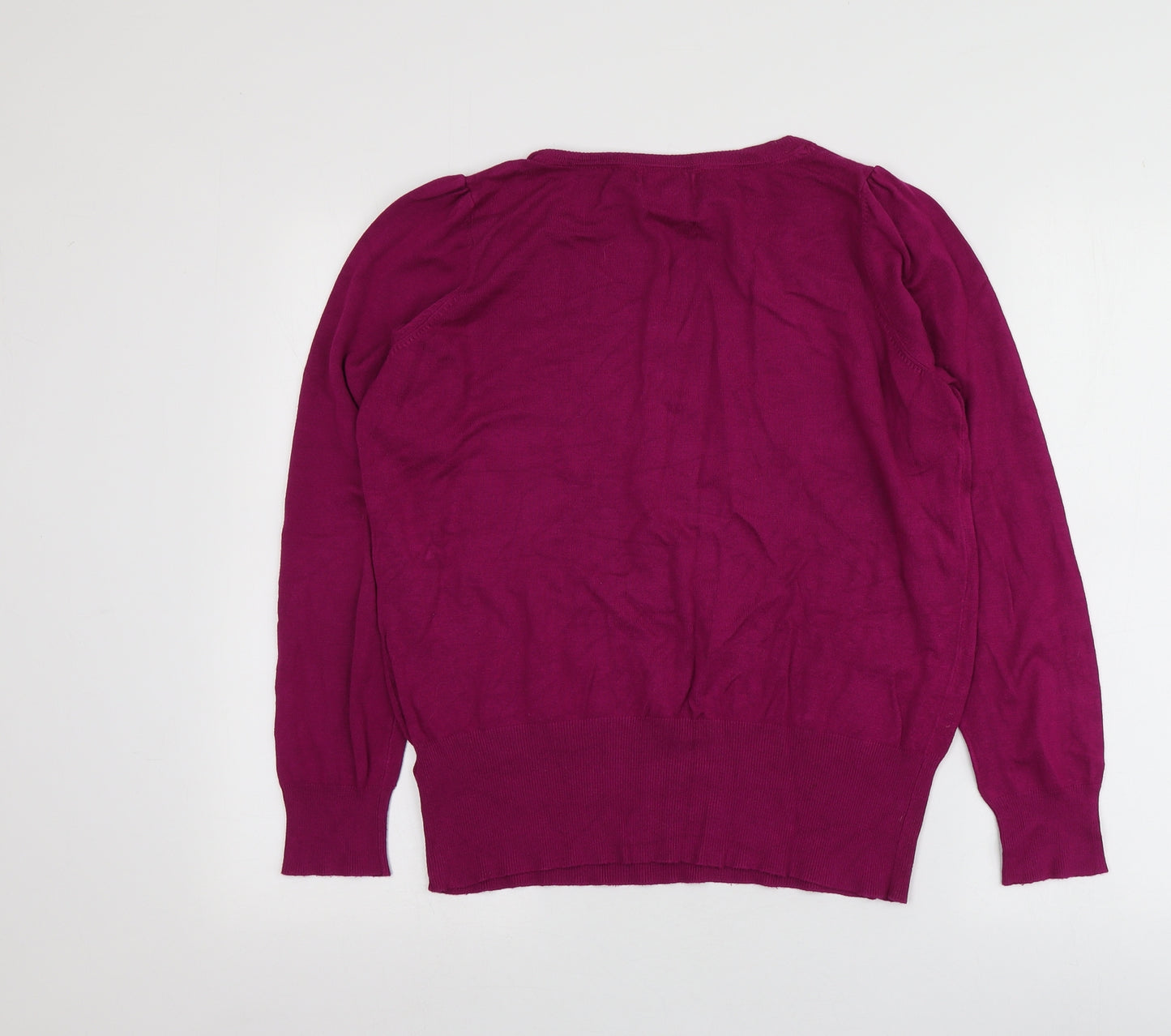 Debenhams Womens Purple V-Neck  Viscose Pullover Jumper Size 16