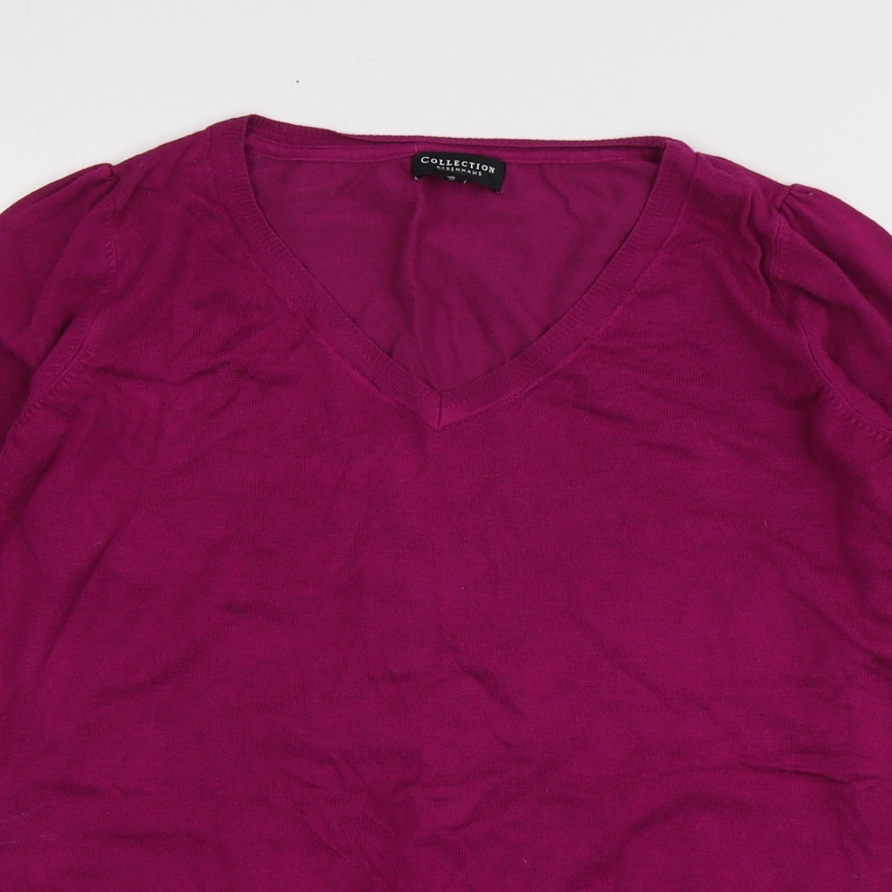Debenhams Womens Purple V-Neck  Viscose Pullover Jumper Size 16