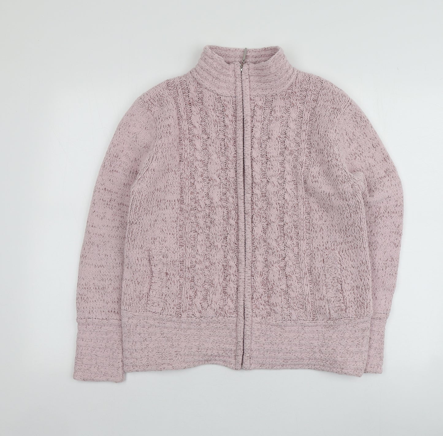 Elizabeth Scott Womens Pink High Neck  Polyester Full Zip Jumper Size S