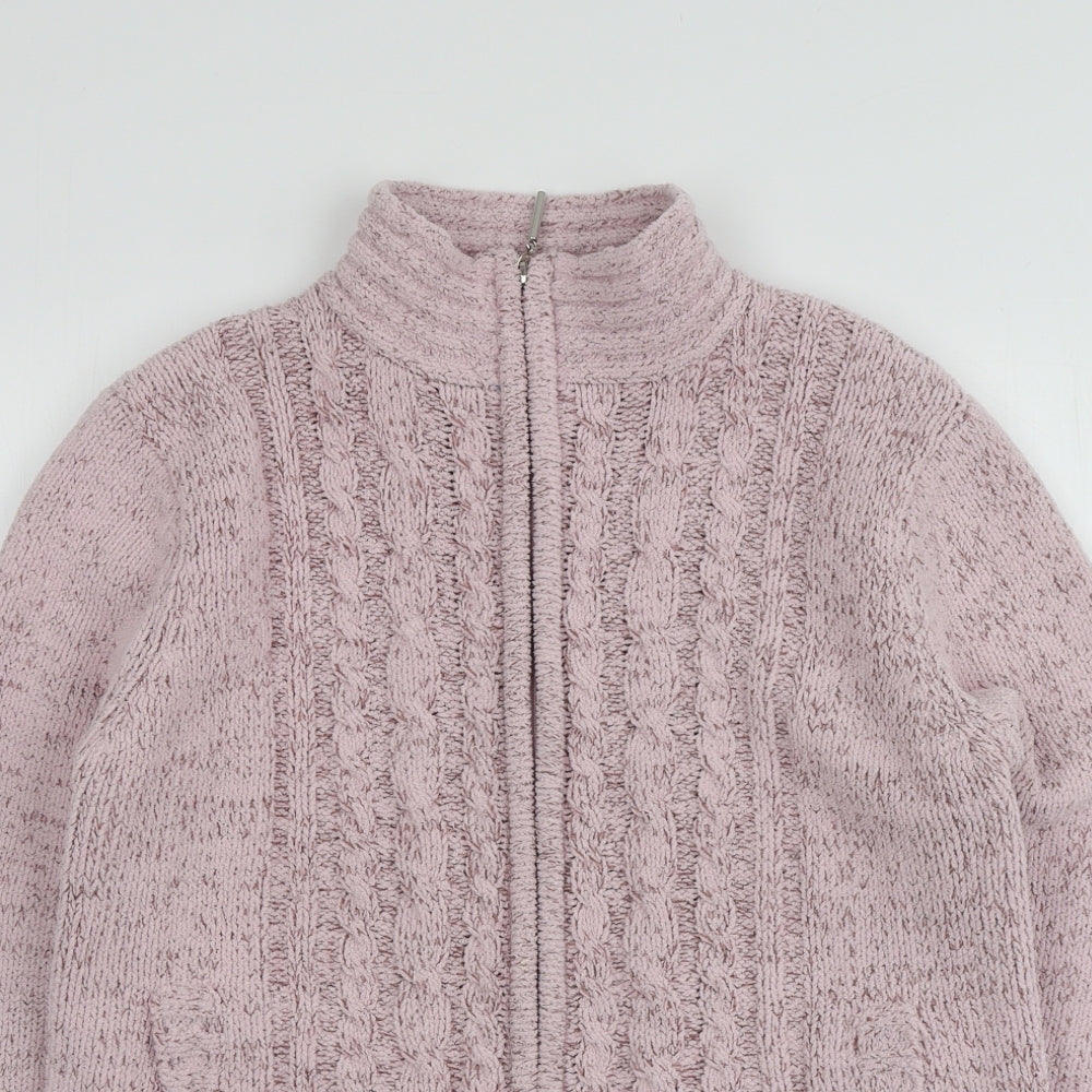 Elizabeth Scott Womens Pink High Neck  Polyester Full Zip Jumper Size S